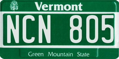 VT license plate NCN805