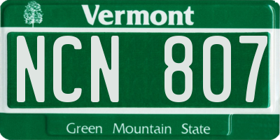 VT license plate NCN807