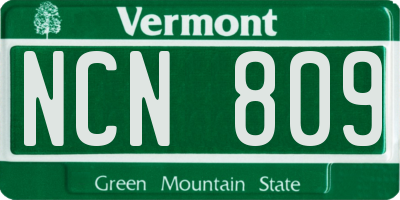 VT license plate NCN809