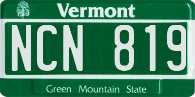 VT license plate NCN819