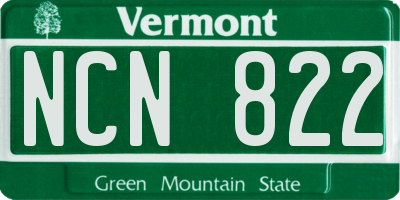 VT license plate NCN822