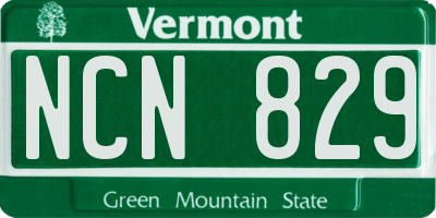 VT license plate NCN829