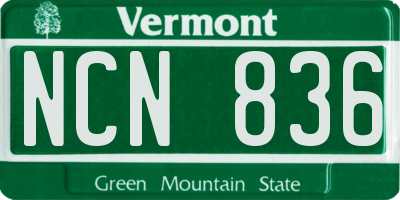 VT license plate NCN836
