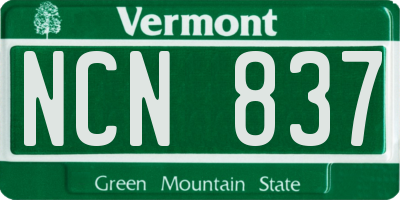 VT license plate NCN837