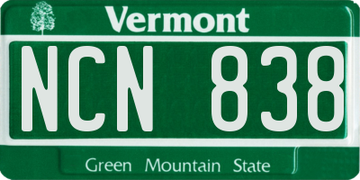 VT license plate NCN838