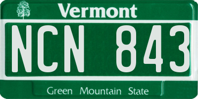 VT license plate NCN843