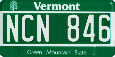 VT license plate NCN846