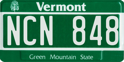 VT license plate NCN848