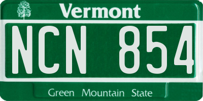 VT license plate NCN854