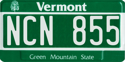 VT license plate NCN855