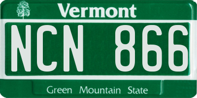 VT license plate NCN866