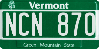VT license plate NCN870
