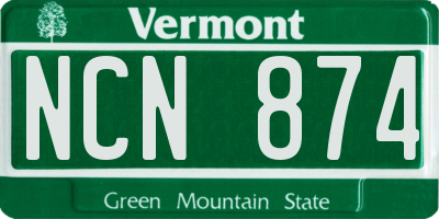 VT license plate NCN874