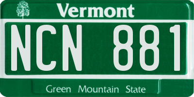 VT license plate NCN881