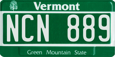 VT license plate NCN889