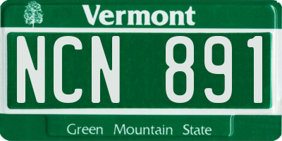 VT license plate NCN891
