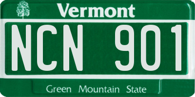 VT license plate NCN901
