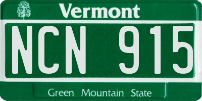 VT license plate NCN915