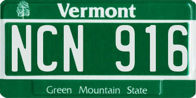 VT license plate NCN916