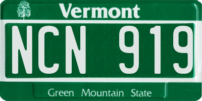 VT license plate NCN919