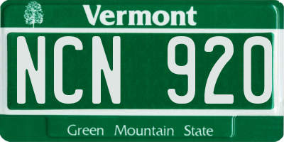 VT license plate NCN920
