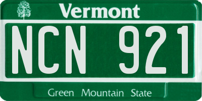 VT license plate NCN921