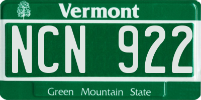 VT license plate NCN922