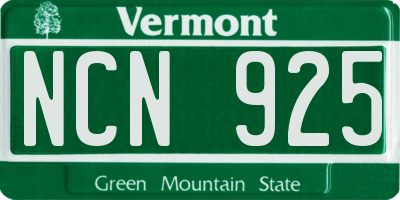 VT license plate NCN925