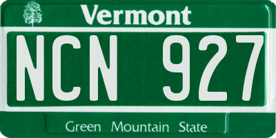 VT license plate NCN927