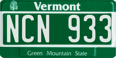 VT license plate NCN933