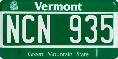 VT license plate NCN935
