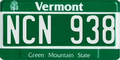 VT license plate NCN938