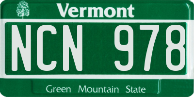 VT license plate NCN978