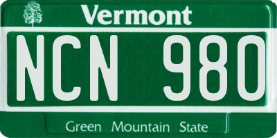 VT license plate NCN980