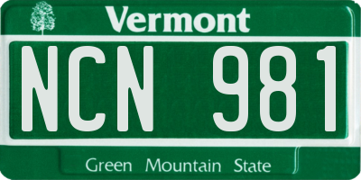 VT license plate NCN981