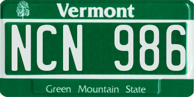 VT license plate NCN986