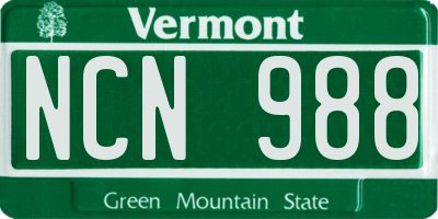 VT license plate NCN988