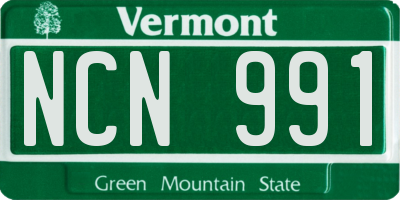 VT license plate NCN991