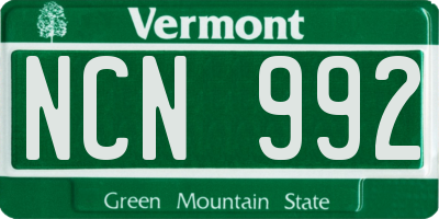 VT license plate NCN992