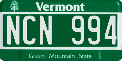 VT license plate NCN994