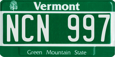 VT license plate NCN997