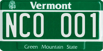 VT license plate NCO001