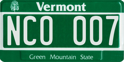 VT license plate NCO007
