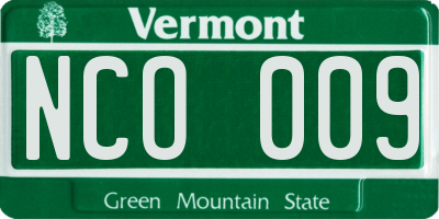 VT license plate NCO009