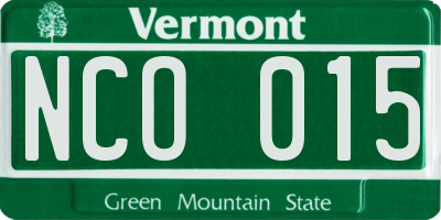 VT license plate NCO015