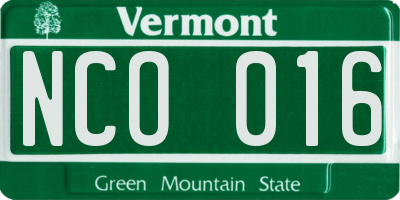 VT license plate NCO016