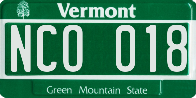 VT license plate NCO018