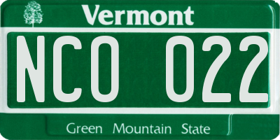 VT license plate NCO022