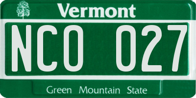 VT license plate NCO027