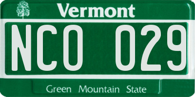 VT license plate NCO029